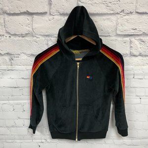 Aviator Nation Kids Classic Velour Hoodie in Black